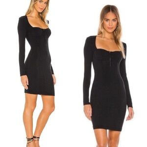 Jonathan Simkhai Pia Ribbed Bustier Bodycon Dress Black Size Large NWT